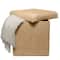 Simplify 15" Faux Linen Folding Storage Ottoman Cube